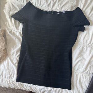 Iconic Black Off-Shoulder Midi Dress